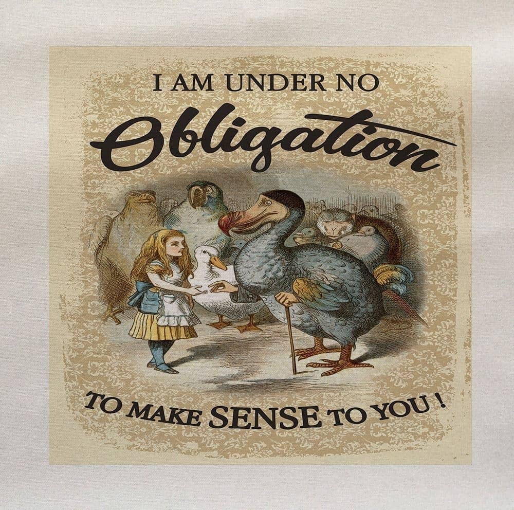 Alice In Wonderland I am Under No Obligation Fabric Panel 16" x 16" Velvet