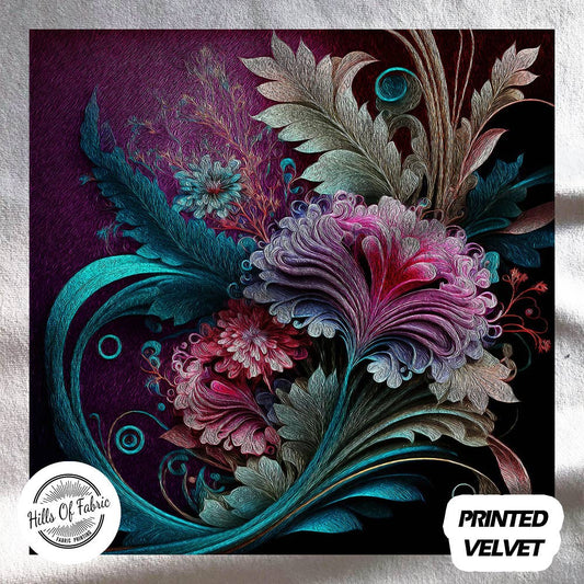 Vintage Style Floral Flowers Printed Fabric Panel