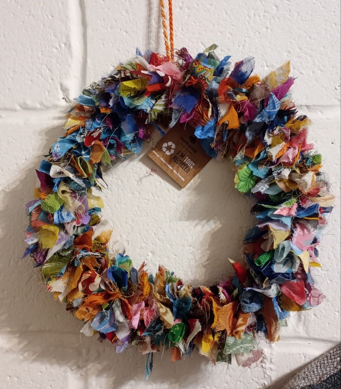 Recycled Sari Wreath - Multicoloured small