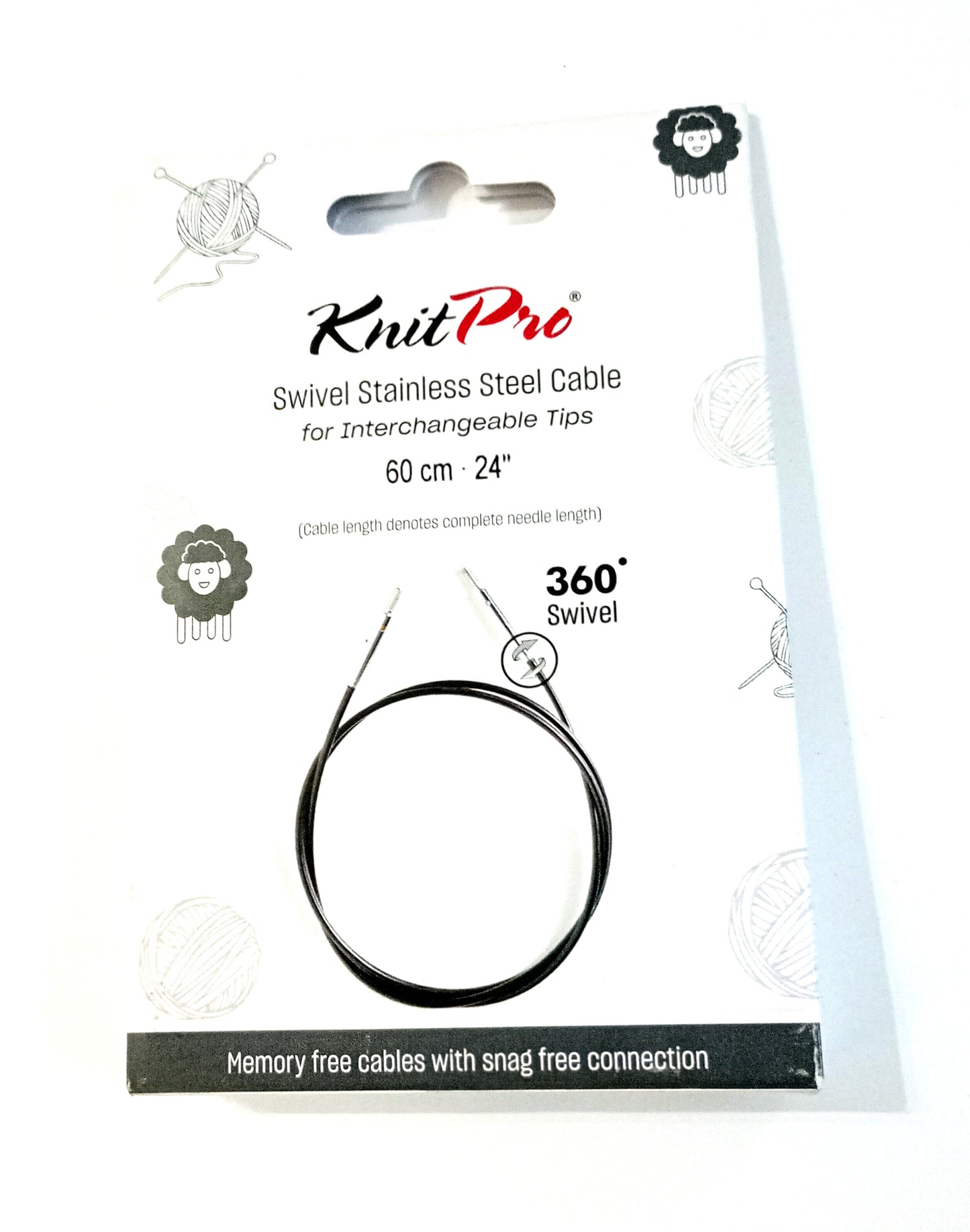 Knitpro Cable: 360° Swivel Interchangeable 60cm