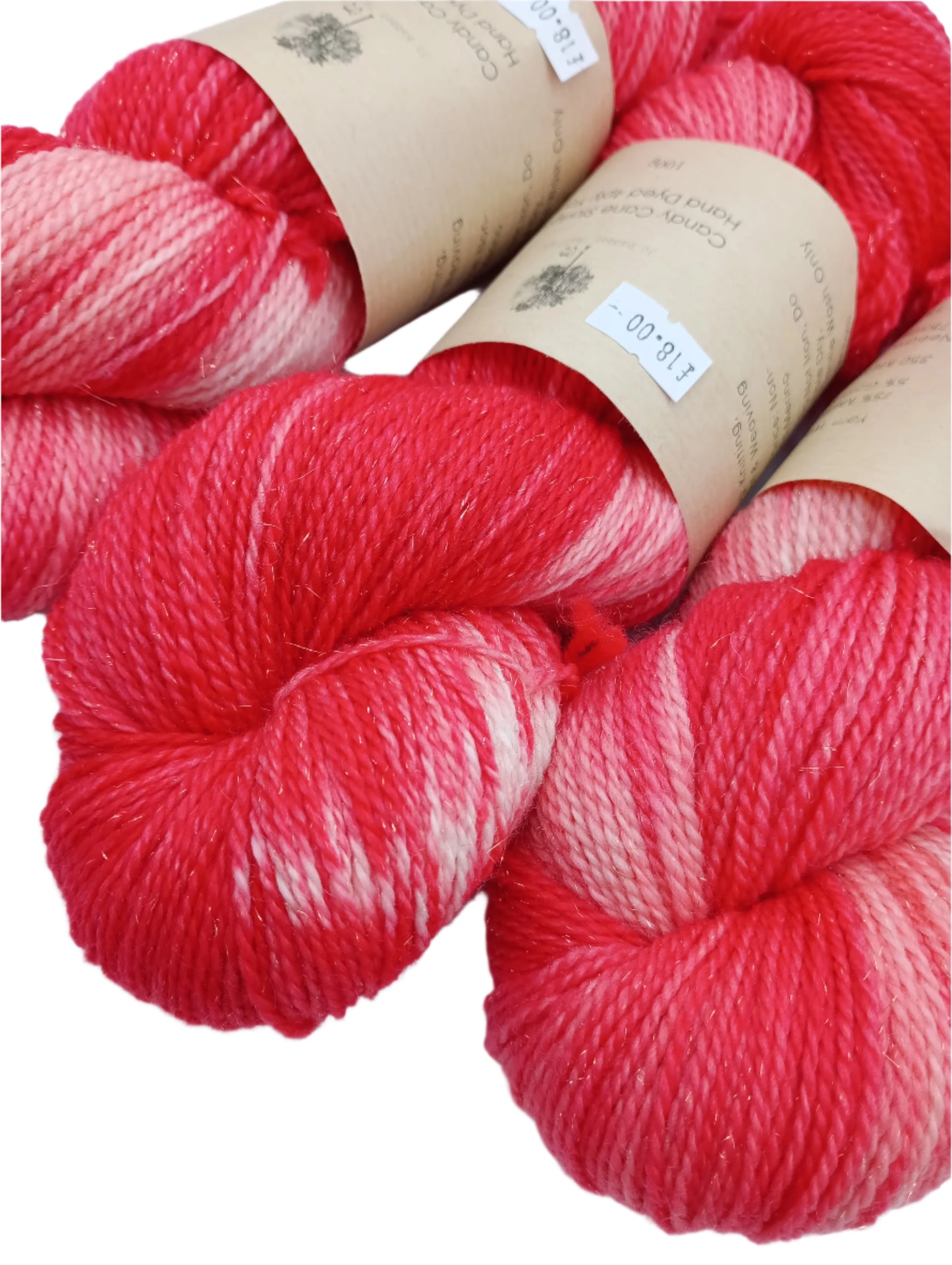 Candy Cane Starlight 4ply Merino Nylon Sparkle 100g