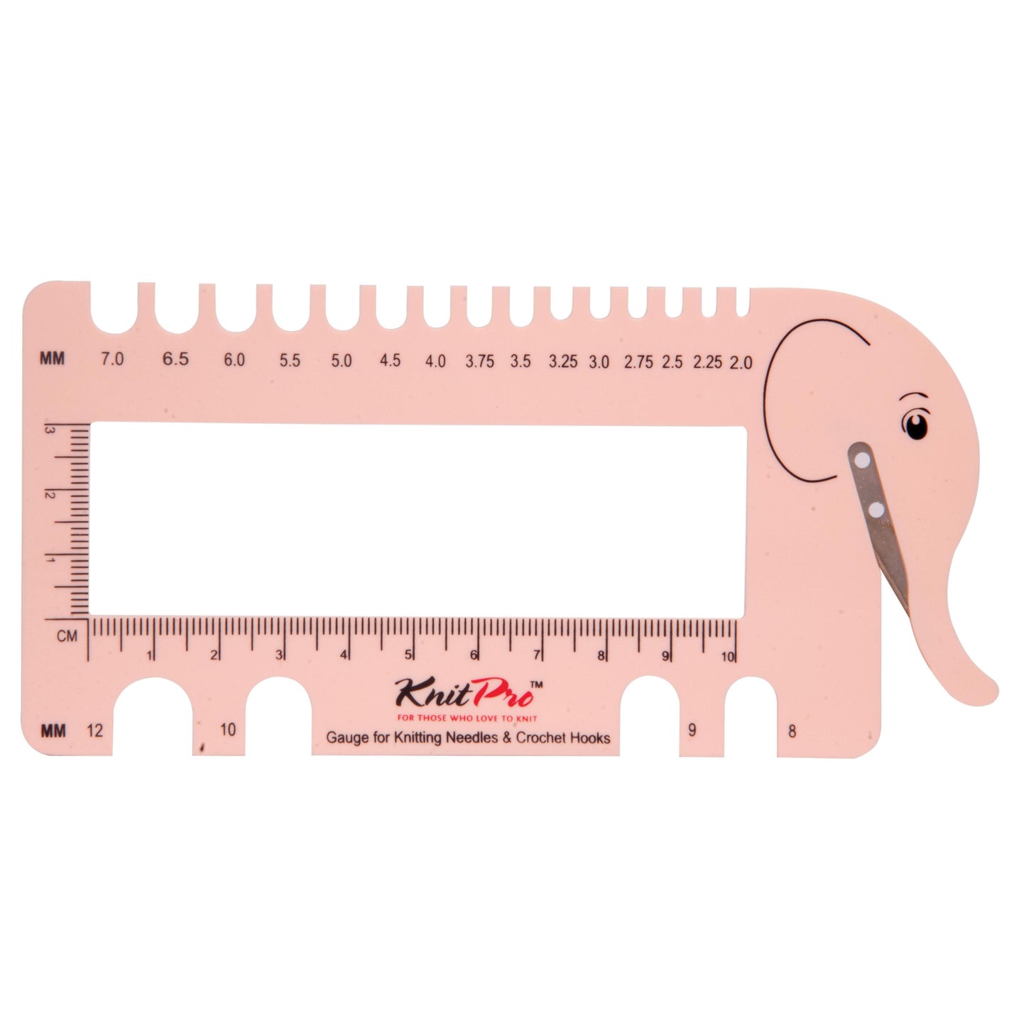 Knitpro Knitting & Crochet Hook Gauge with Yarn Cutter: Blush