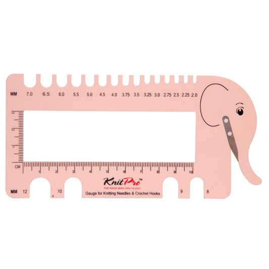 Knitpro Knitting & Crochet Hook Gauge with Yarn Cutter: Blush