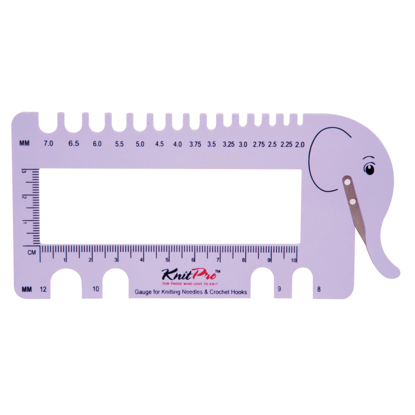 Knitpro Knitting & Crochet Hook Gauge with Yarn Cutter: Lilac