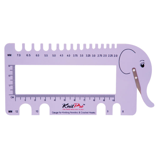 Knitpro Knitting & Crochet Hook Gauge with Yarn Cutter: Lilac