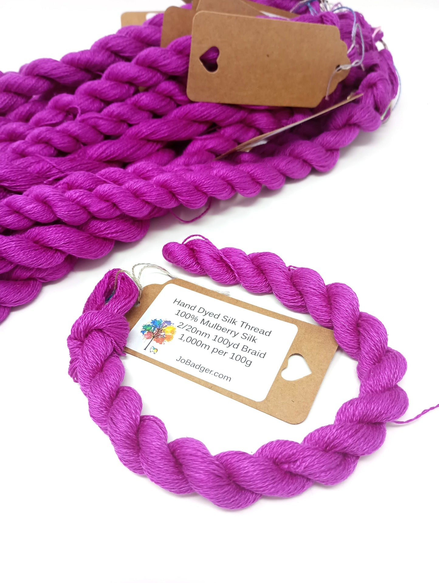 Wild Raspberry Hand Dyed Mulberry Silk Thread 100yds 2/20nm