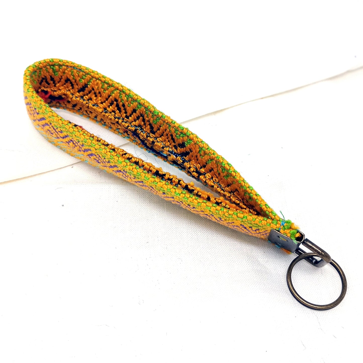 Key Fob Keyring Handwoven Large Bright Cotton Weaving