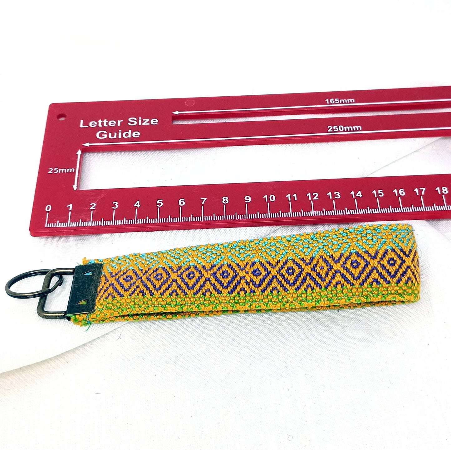 Key Fob Keyring Handwoven Large Bright Cotton Weaving