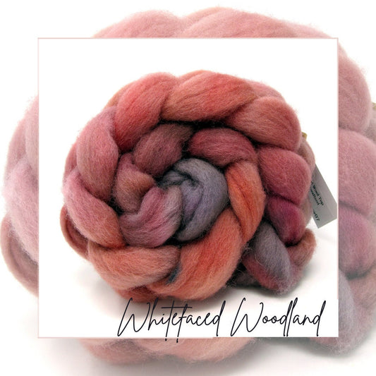 Whitefaced Woodland Hand Dyed Combed Wool Top  100g