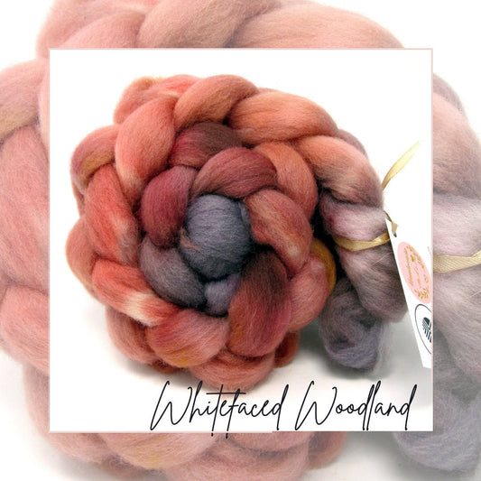 Whitefaced Woodland Hand Dyed Combed Wool Top  100g