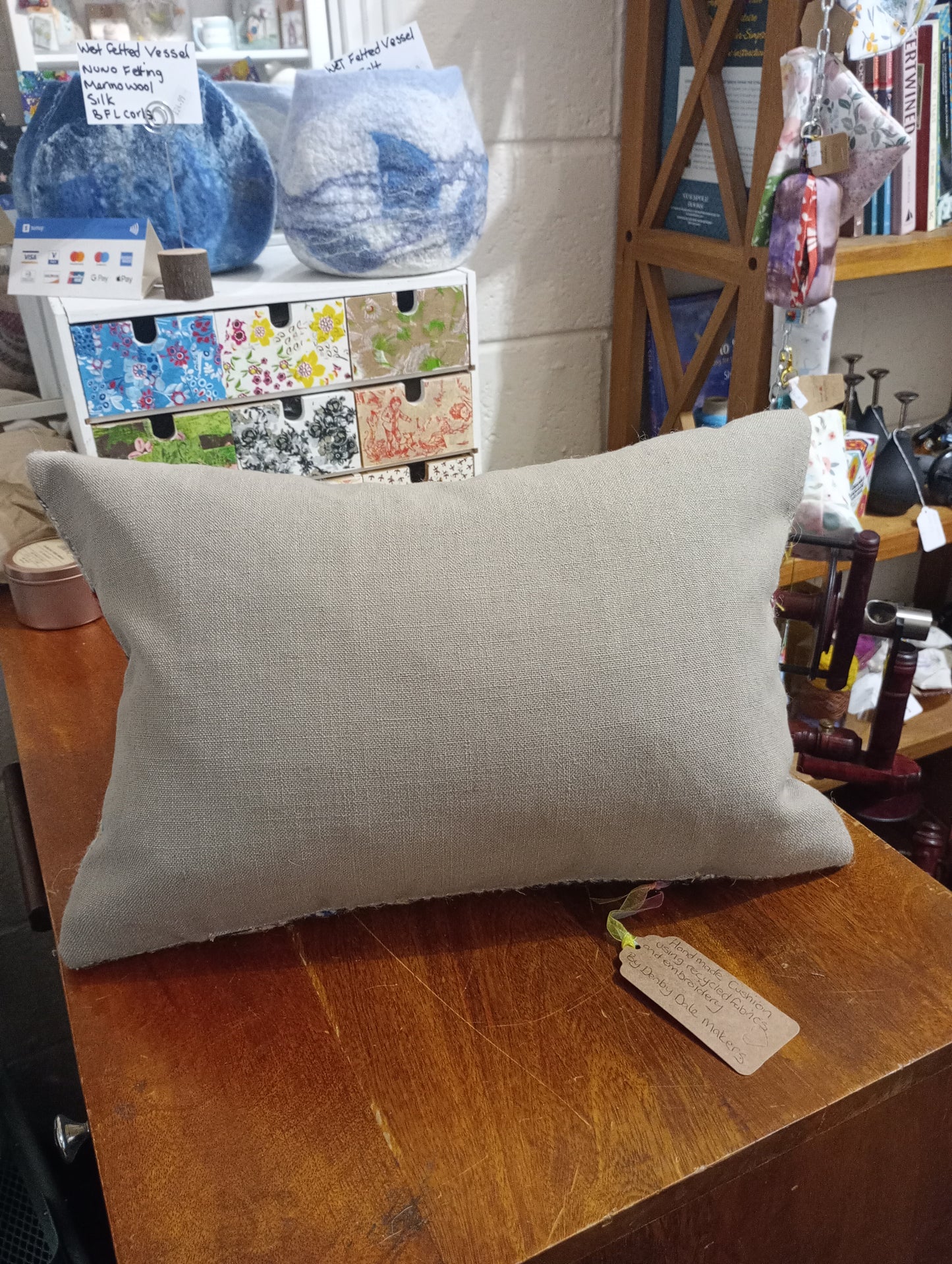 Handmade Wool Cushion Applique Landscape