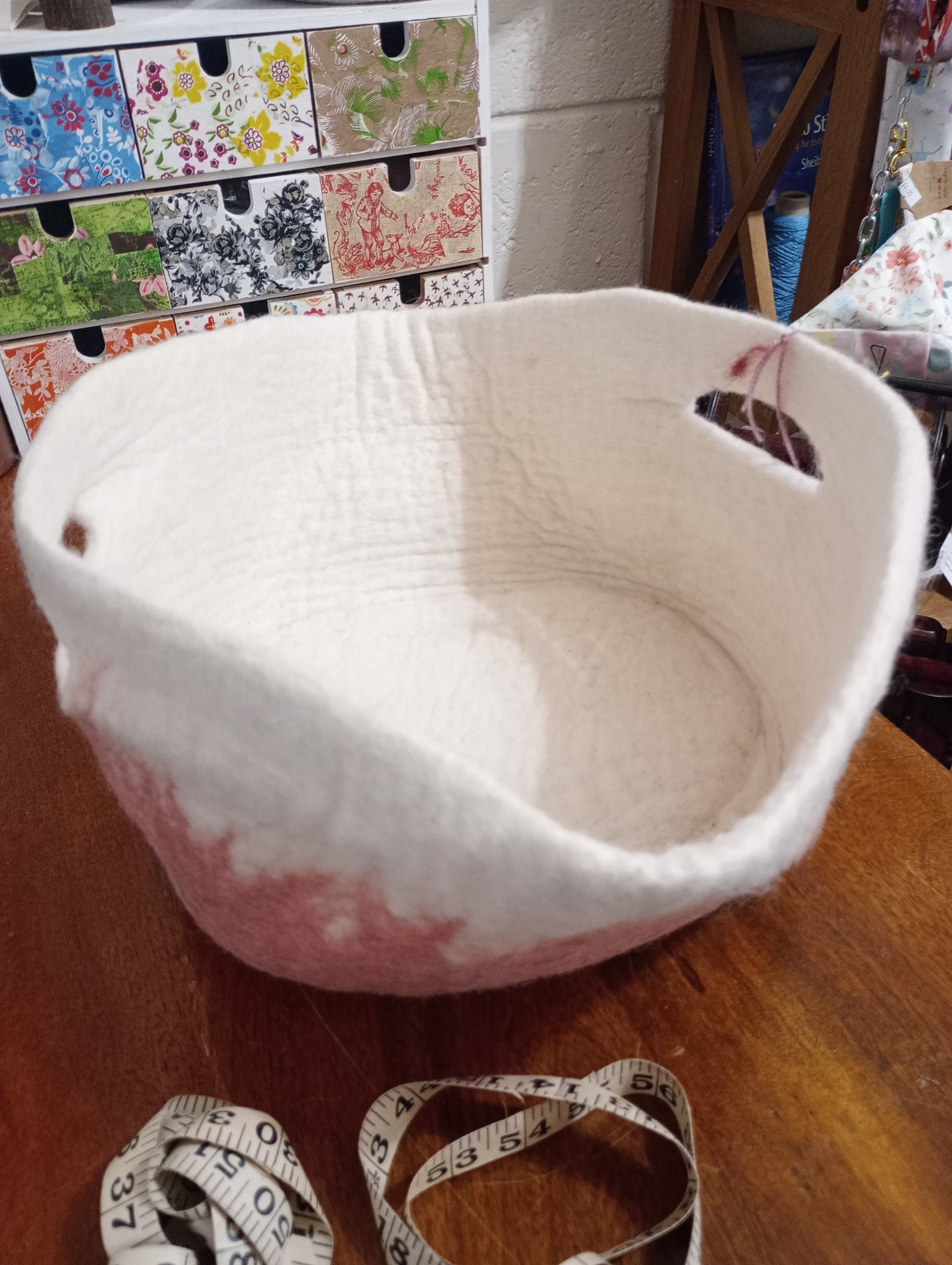 Wet felted wool basket