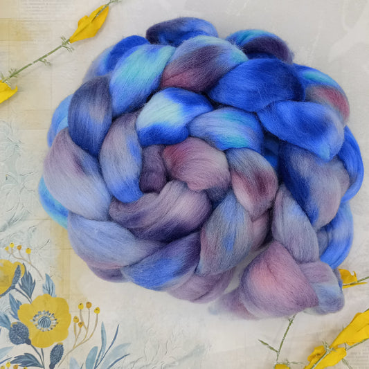 Bluebell Wood Hand Dyed Merino Wool Top 100g