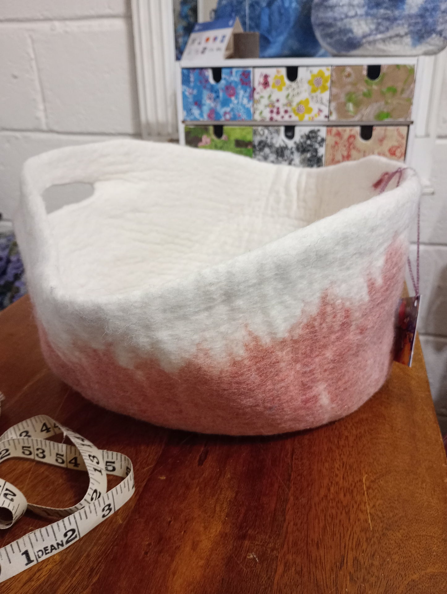 Wet felted wool basket