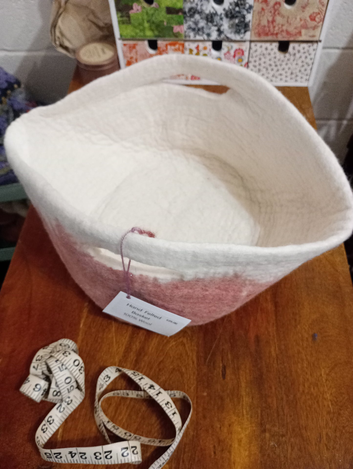 Wet felted wool basket