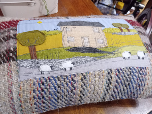 Handmade Wool Cushion Applique Landscape