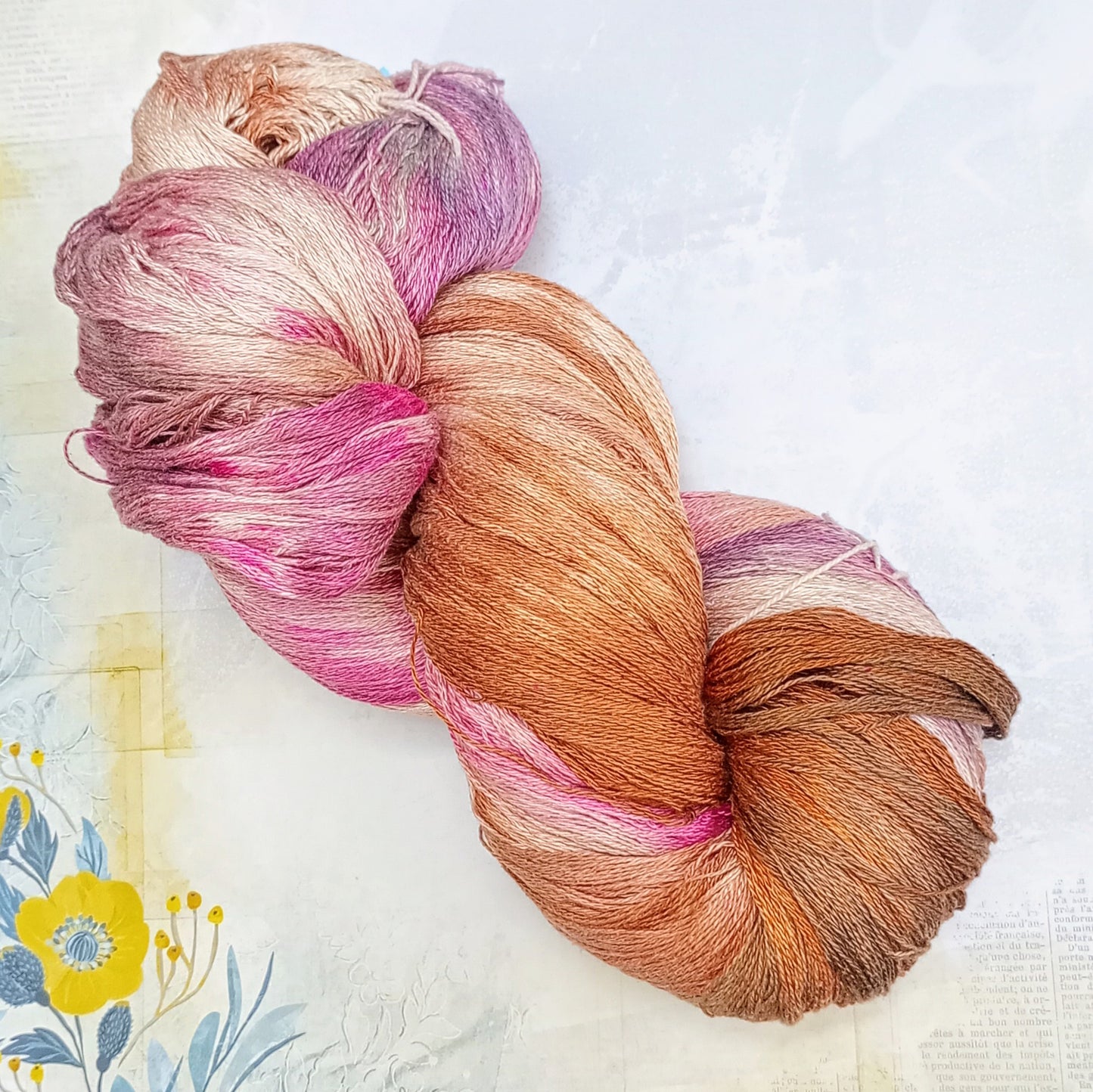 Hand Dyed Mulberry Silk Lace Yarn 180g 2/20nm 1000m per 100g