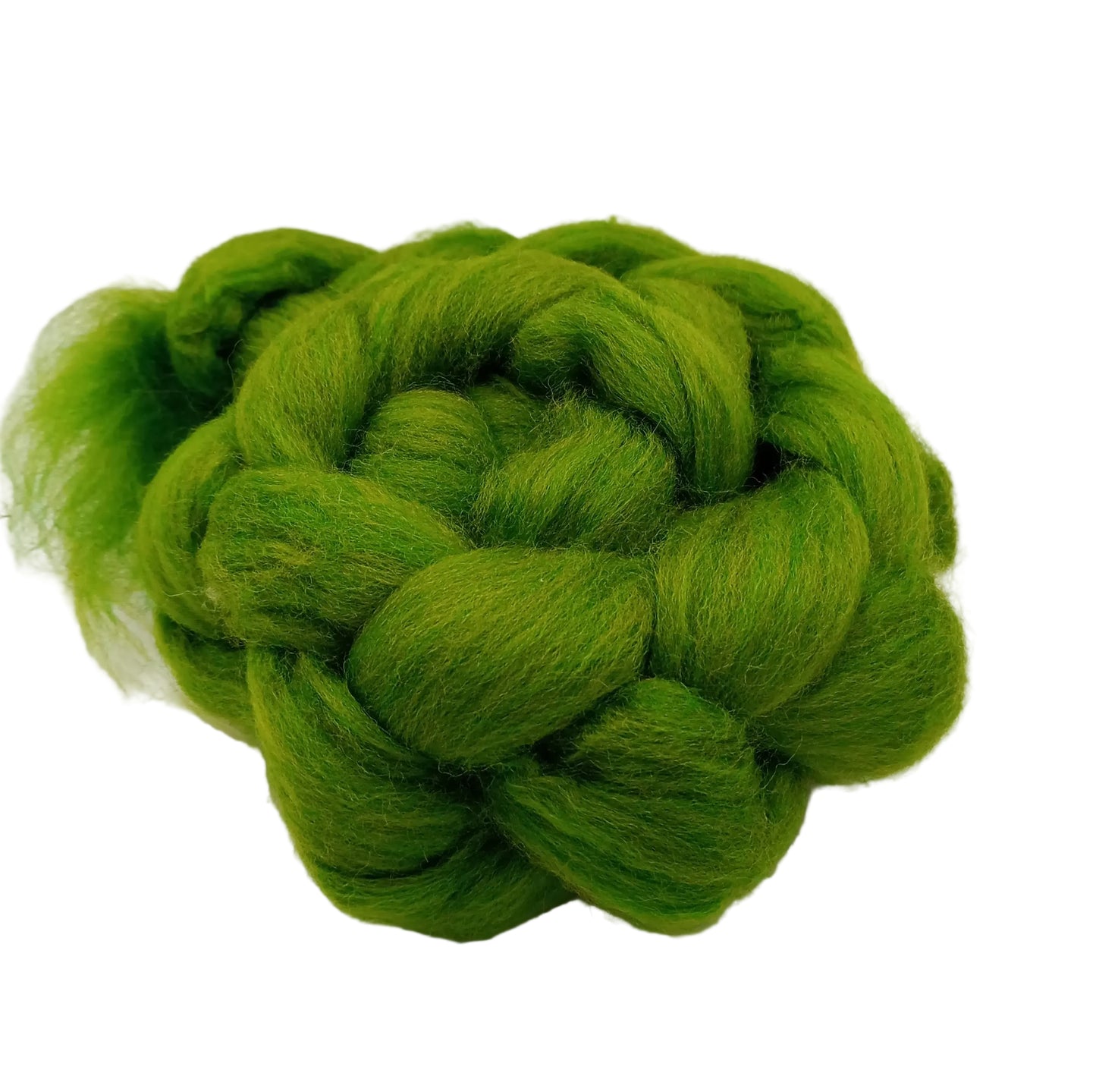Grass green Cheviot combed wool top 100g