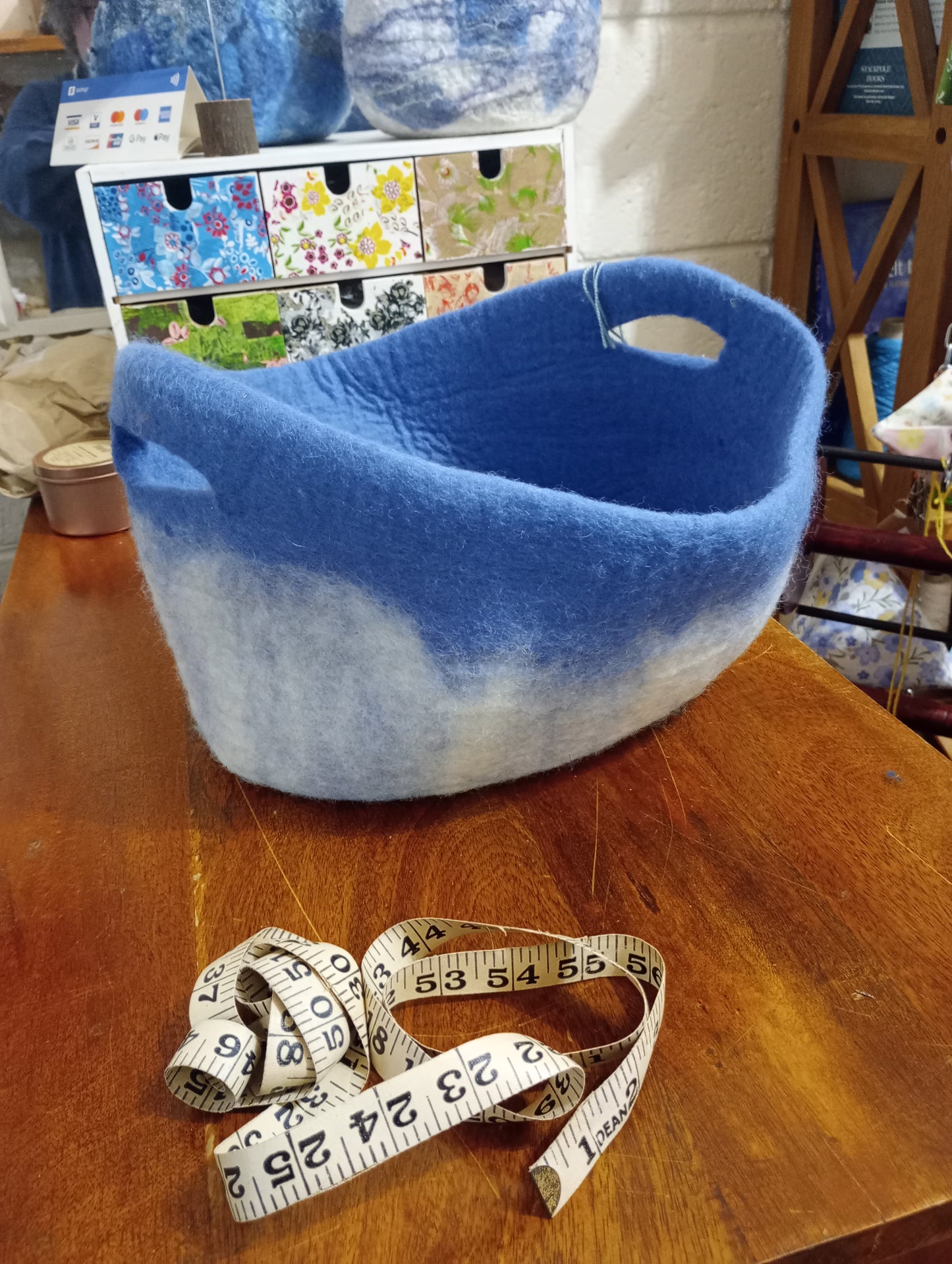 Wet felted wool basket