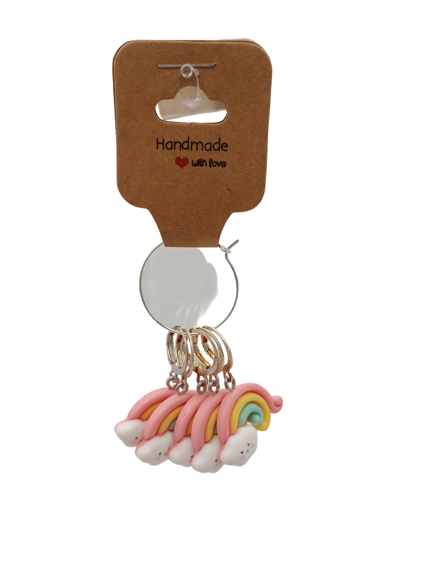 Smiley Rainbow stitch marker set of five