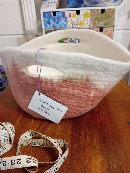 Wet felted wool basket
