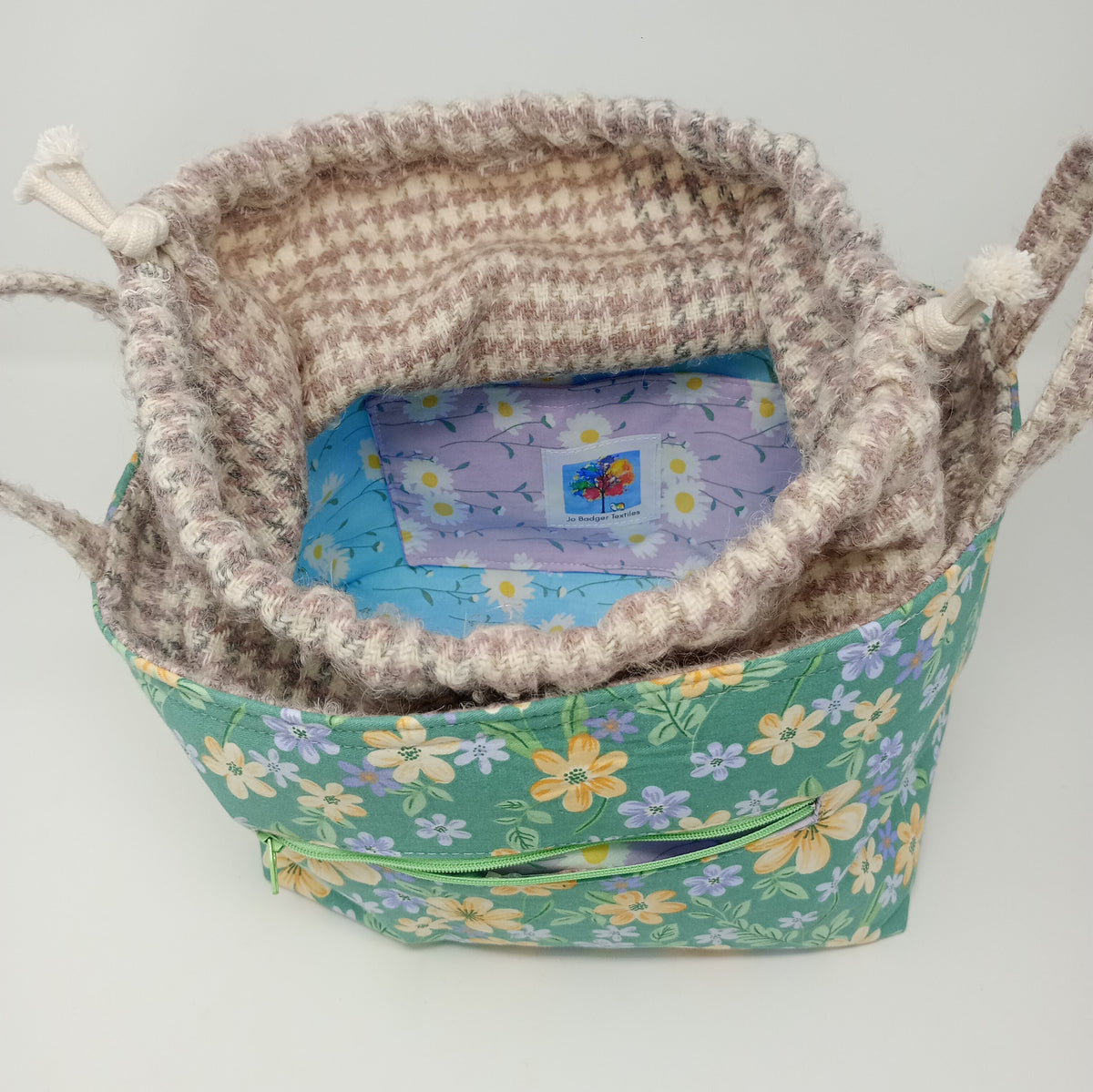 Project Bag Drawstring green floral
