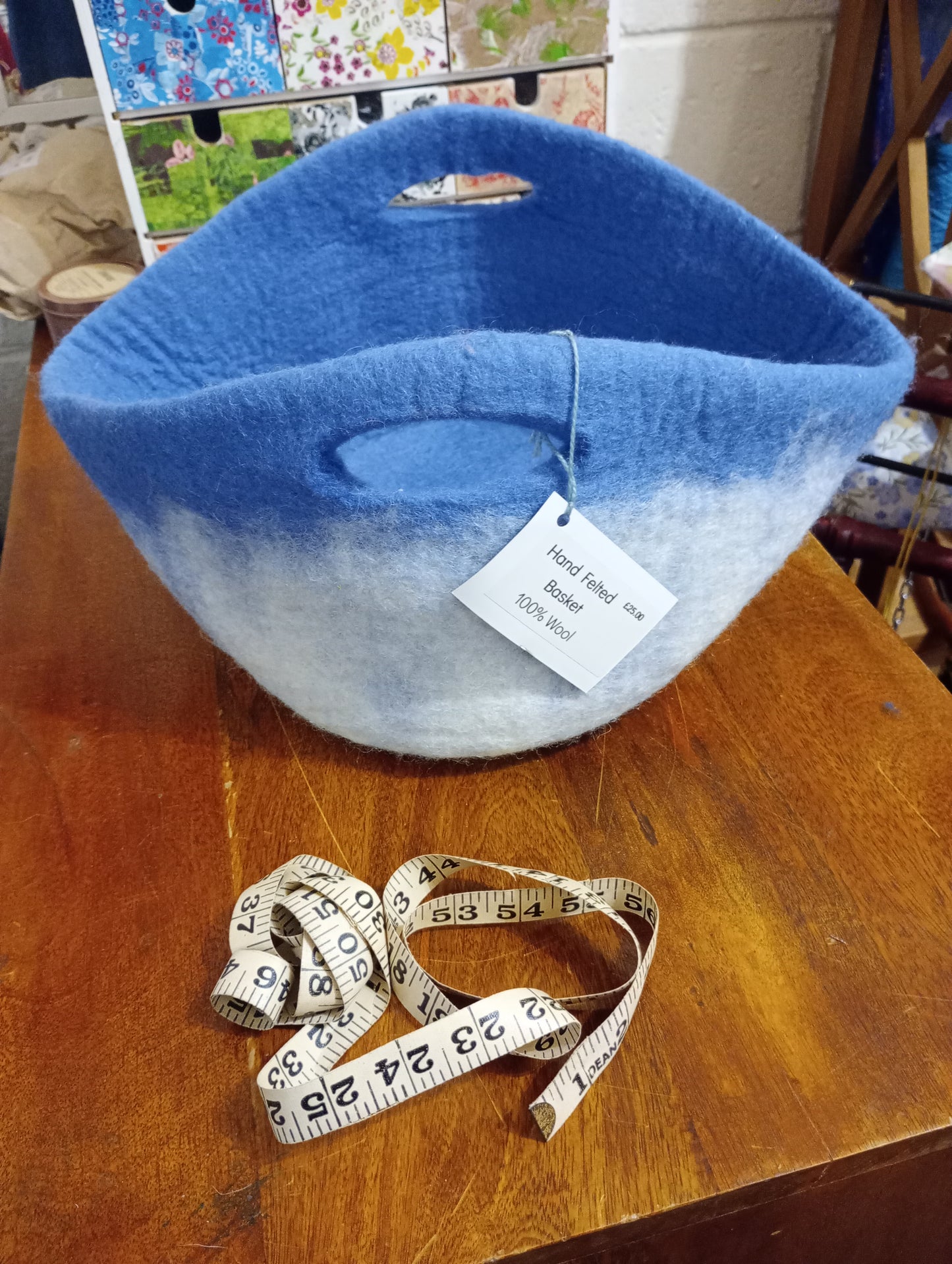 Wet felted wool basket