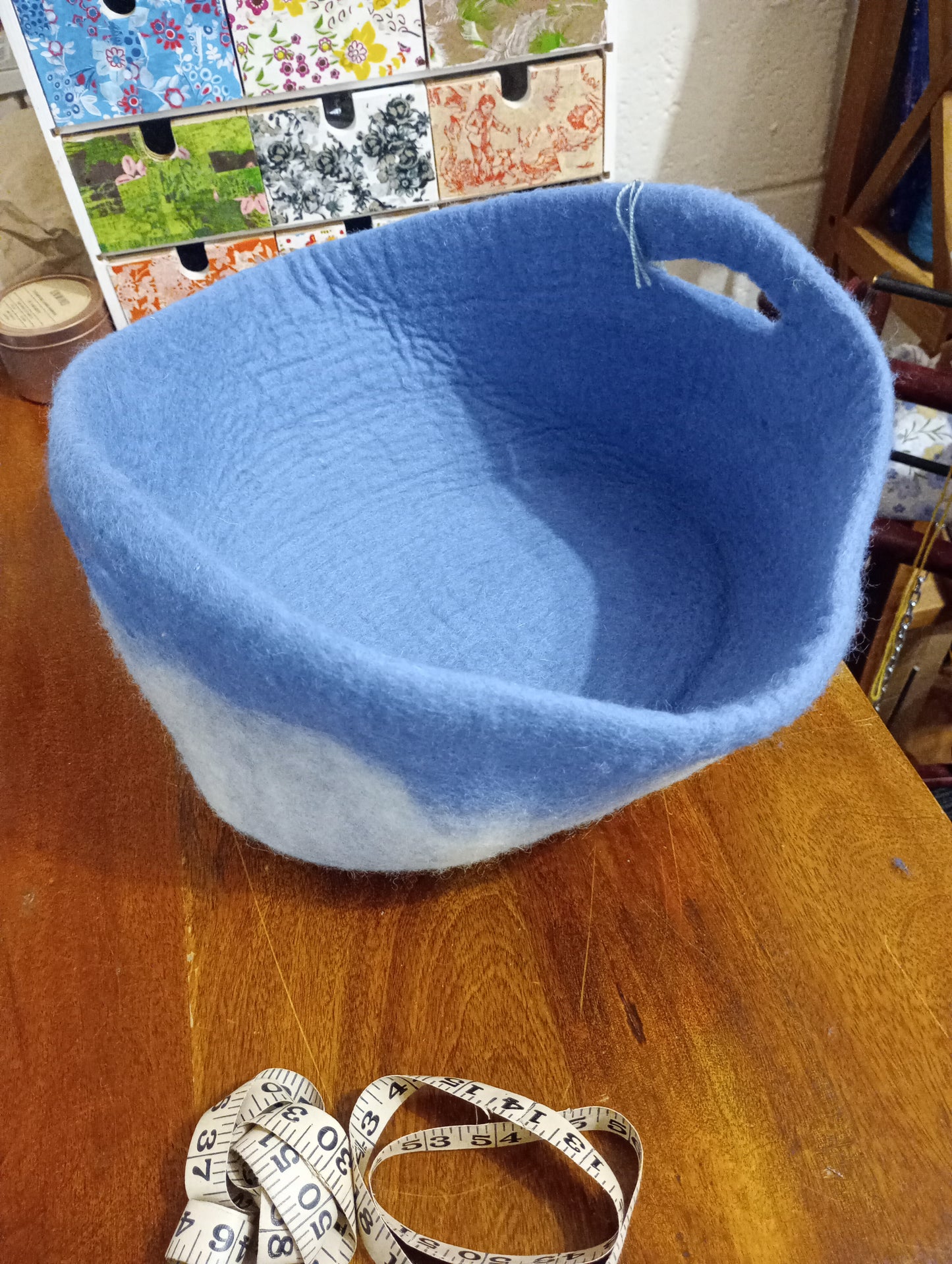 Wet felted wool basket