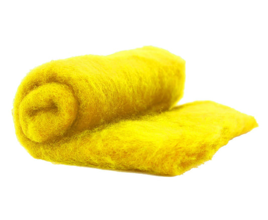 Carded Batt Perendale Wool 200g Buttercup