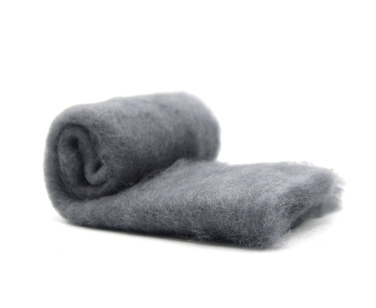 Carded Batt Perendale Wool 200g Granite