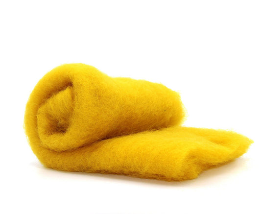 Carded Batt Perendale Wool 200g Mustard