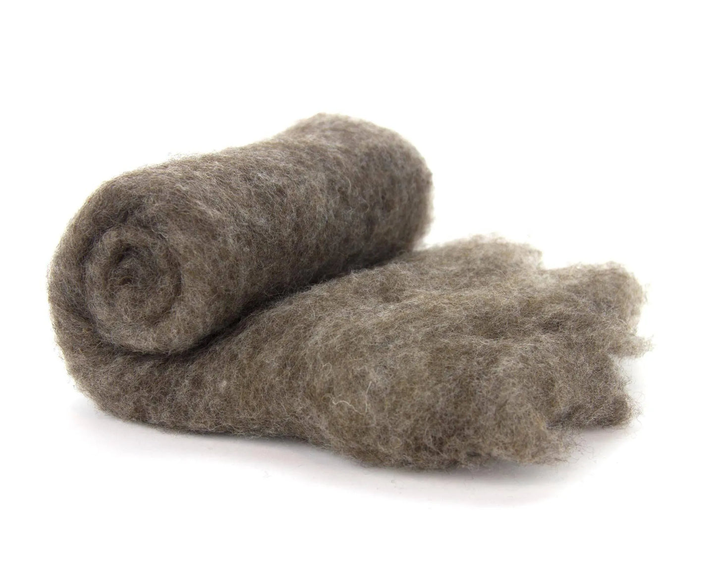 Carded Batt Perendale Wool 200g Natural Brown