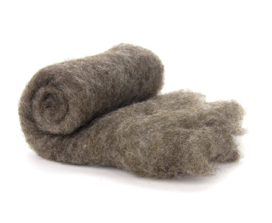 Carded Batt Perendale Wool 200g Natural Brown