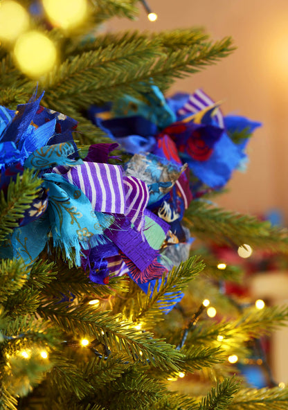 Recycled Sari Eco Tinsel/Garland - Blue
