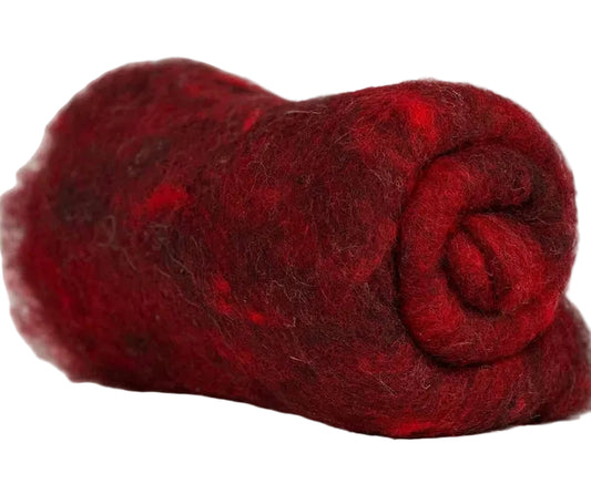 Rolled-up red carded batt 