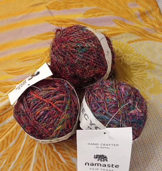 Recycled Sari Silk Yarn 100gm