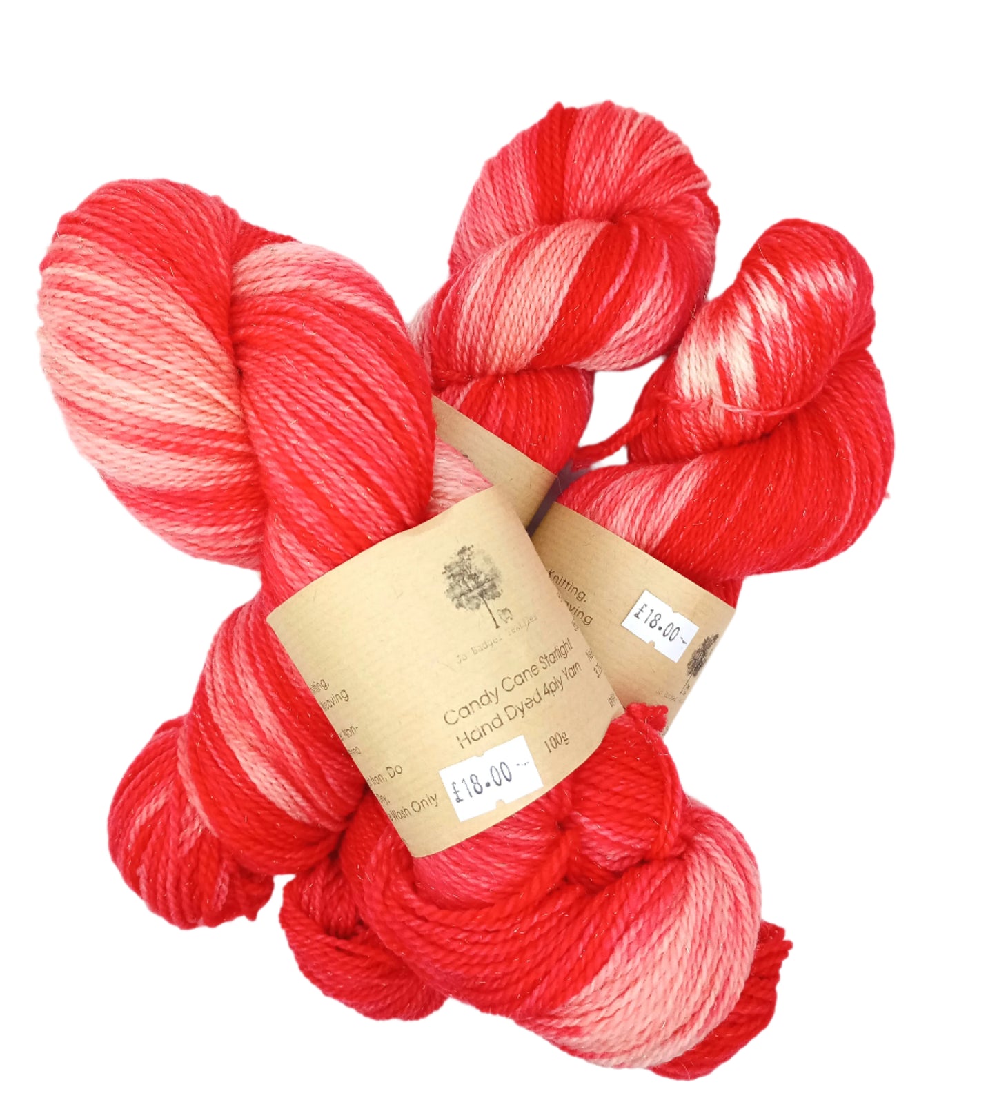 Candy Cane Starlight 4ply Merino Nylon Sparkle 100g