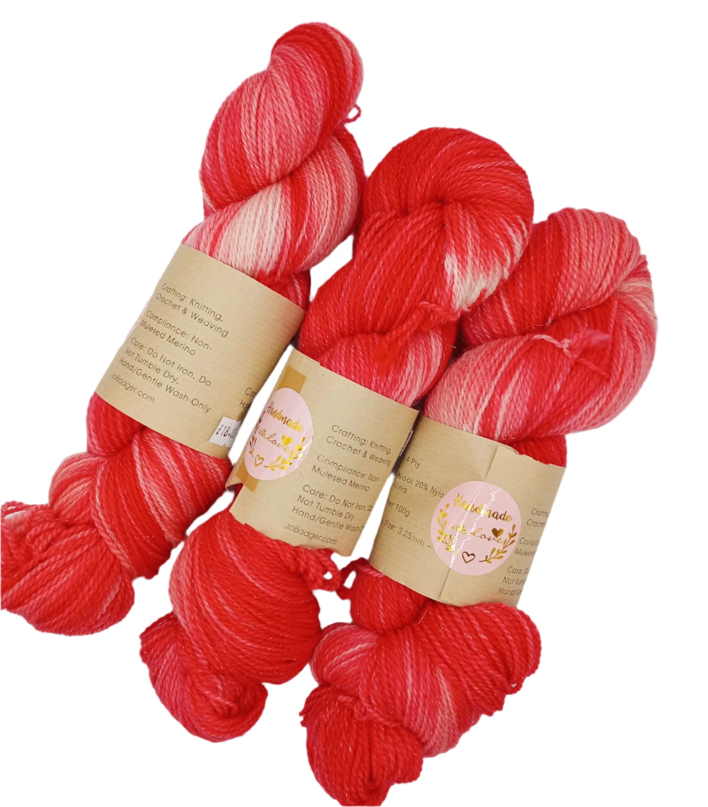 Candy Cane Starlight 4ply Merino Nylon Sparkle 100g