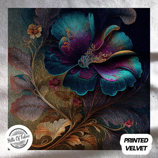 Vintage Style Floral Flowers Printed Fabric Panel