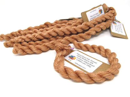 Burnt Umber Hand Dyed Mulberry Silk Thread 100yds