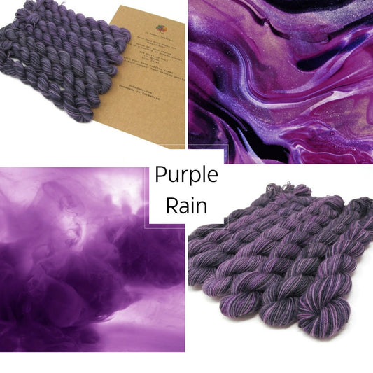 Shetland Wool Mini Skein Set Purple Rain Sock Set 7 x 20g Mini Skeins