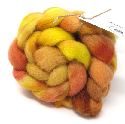 Hand Dyed Texel Combed Wool Top Roving Pumpkin #3 100g 3.5oz Spinning Felting Fibre