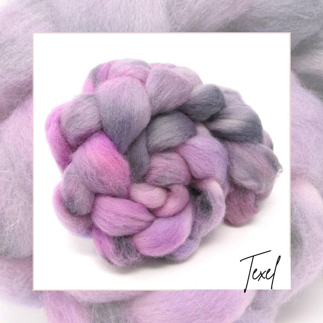 Hand Dyed Texel Combed Wool Top Roving 100g 3.5oz