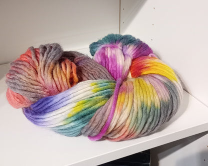 Hand dyed chunky yarn pencil roving Falkland wool 200g