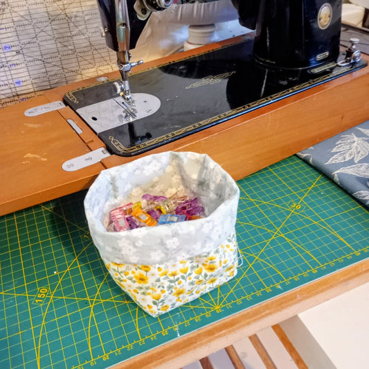 Handmade Cotton Storage Basket – Buttercup Fabric | Sewing & Craft Basket
