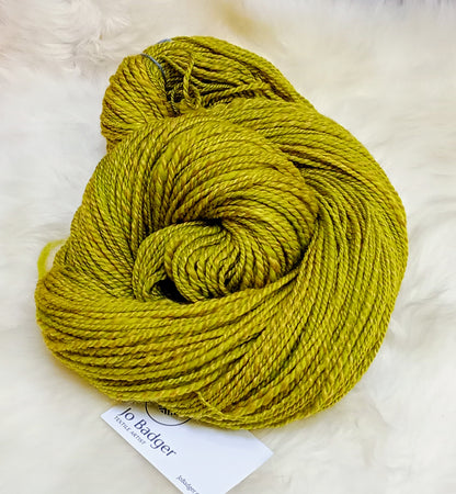 Handspun Yarn Lemon Lime Hand Dyed 185g Merino Wool Corriedale, Silk, Shetland