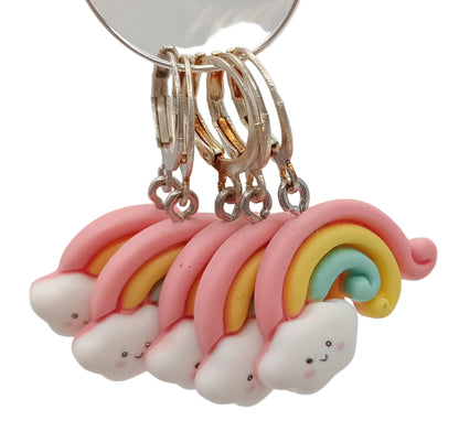 Smiley Rainbow stitch marker set of five