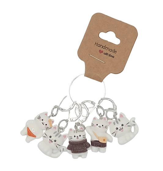 Cute cats set of five stitch markers