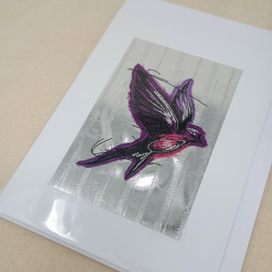 Swallow - Applique Greetings Card