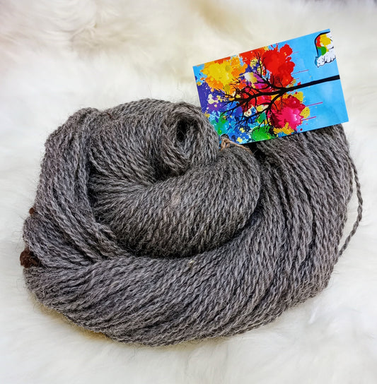 Handspun Yarn Wool & Alpaca natural grey DK 100g